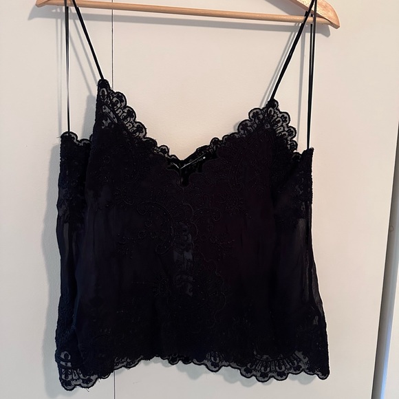 Zara Lace Black Embroidered Camisole - Picture 1 of 8